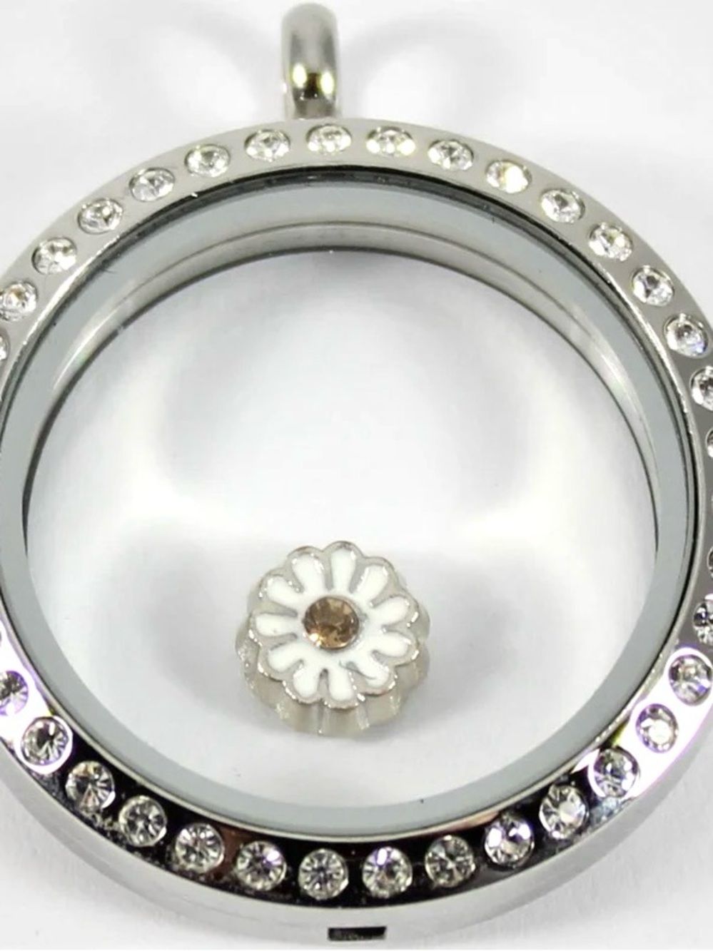 Origami Owl Silver White Daisy Charm